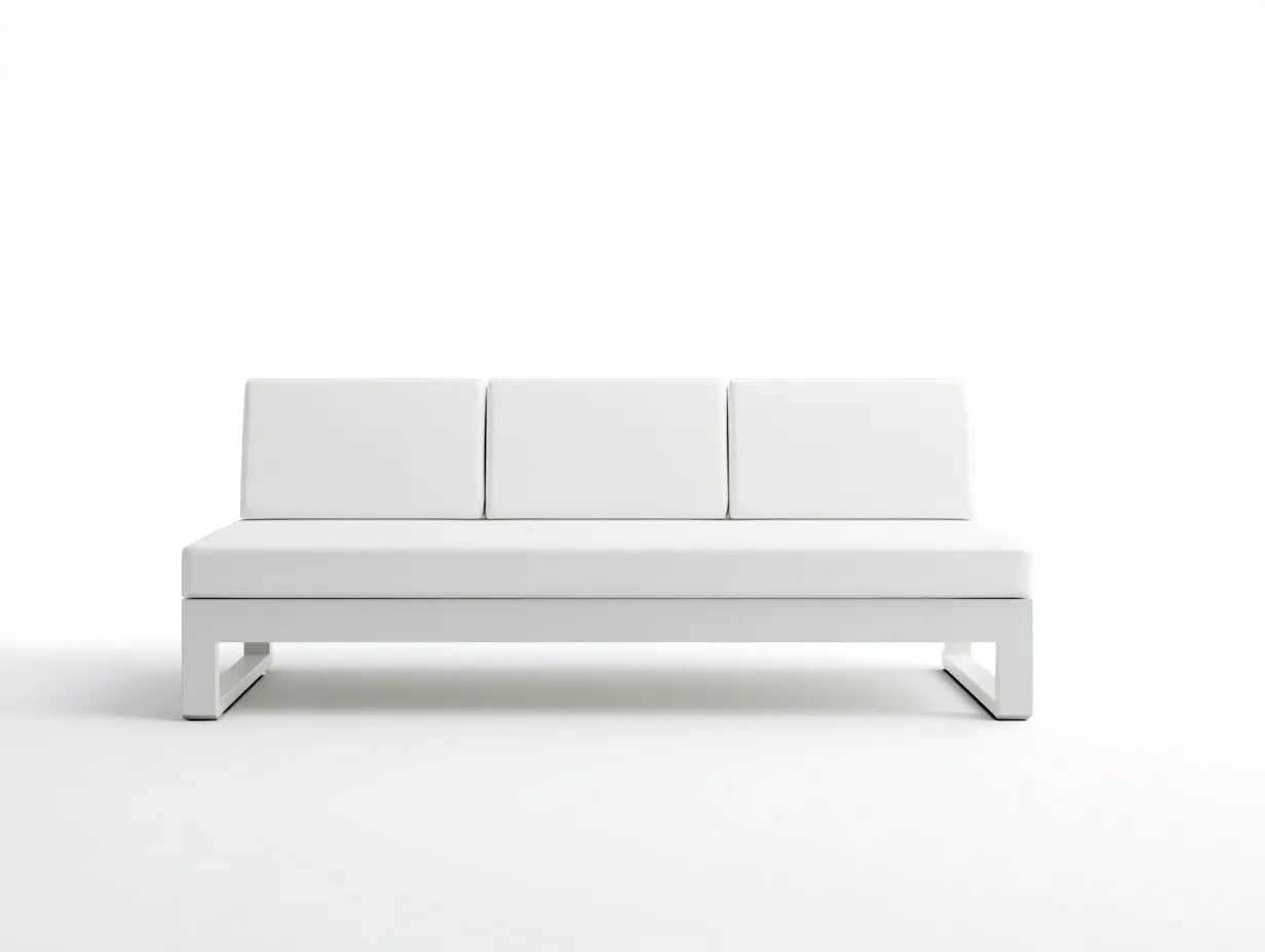 Sofa Metall und Stoff 190×82×76 cm Weiß – minimalistisches Wohnzimmermöbel mit offenem Unterbau