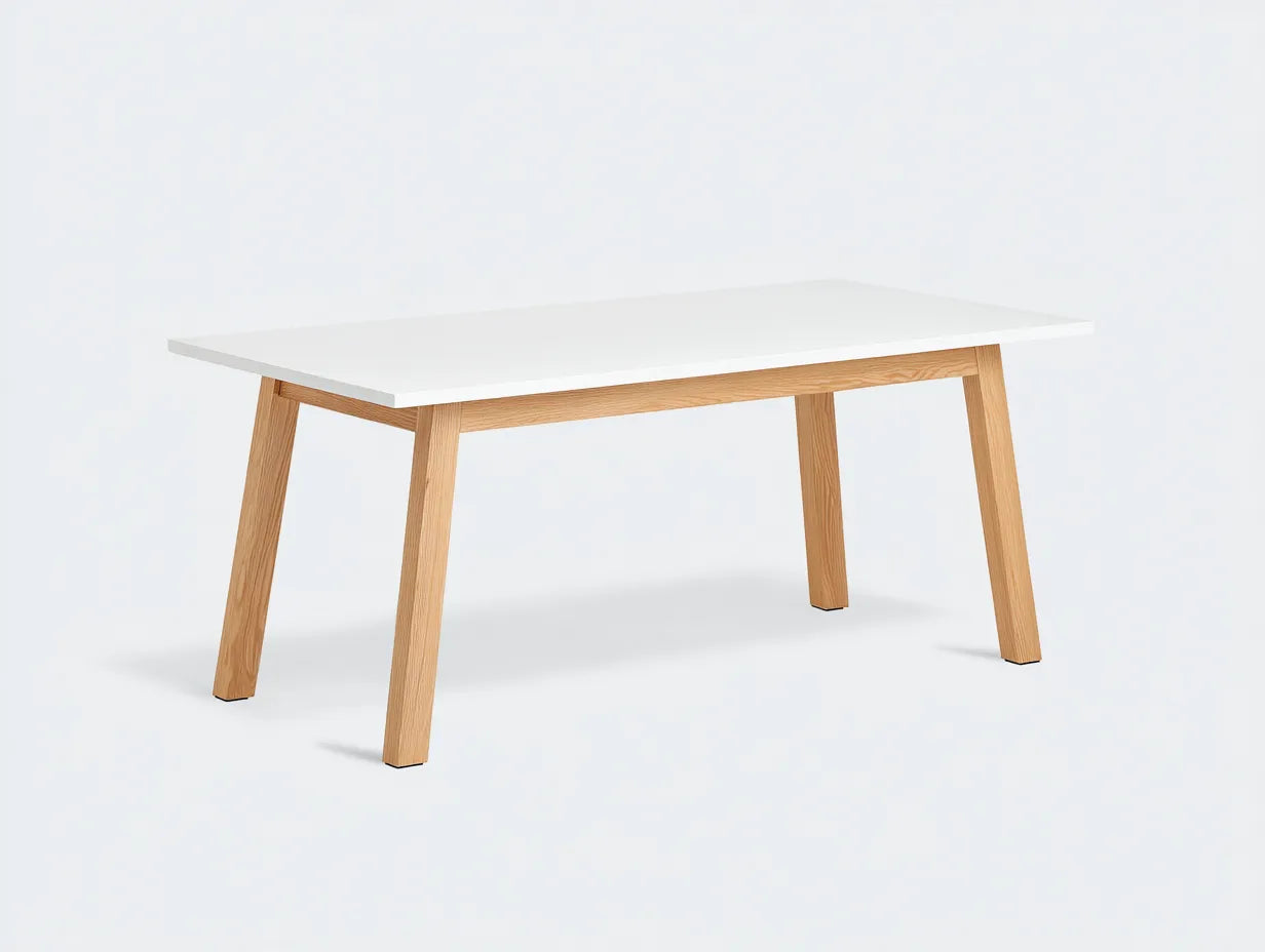 Esstisch 160×80×75 cm Holz Weiß/Naturholz - skandinavisches Design für den Außenbereich