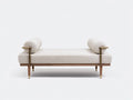 Schlafzimmerbank Holz Stoff und Metall 182×70×64 cm Beige/Braun/Gold – gepolsterte Bank mit Metallakzenten
