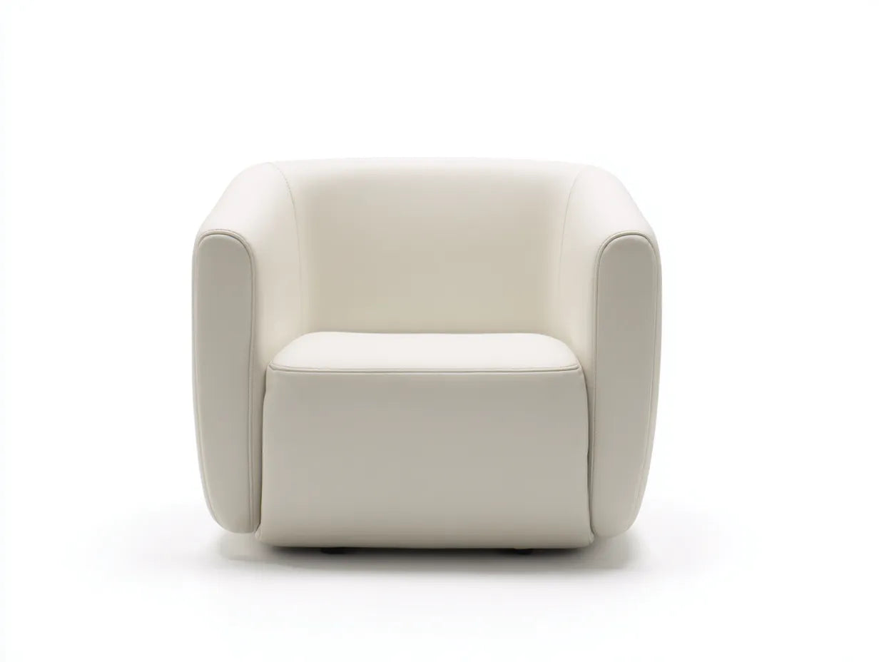 Sessel 85×82×78 cm Stoff Weiß - kompakte Rundform