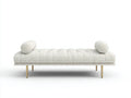 Schlafzimmer Bank 190x72x58 cm Weiß Stoff Gold Metall - gepolsterte Daybed Form