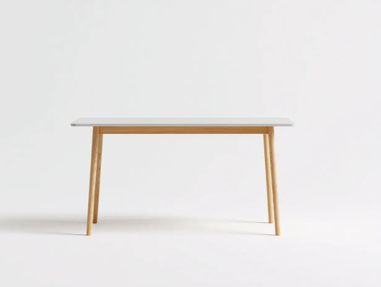 Esstisch Holz und Holzwerkstoff 160×80×75 cm Weiß/Hellbraun – schlanker Außentisch für Terrasse