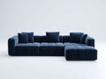 Wohnzimmer Sofa Stoff 306×172×72 cm Dunkelblau – kubische Komfortform mit Chaiselounge