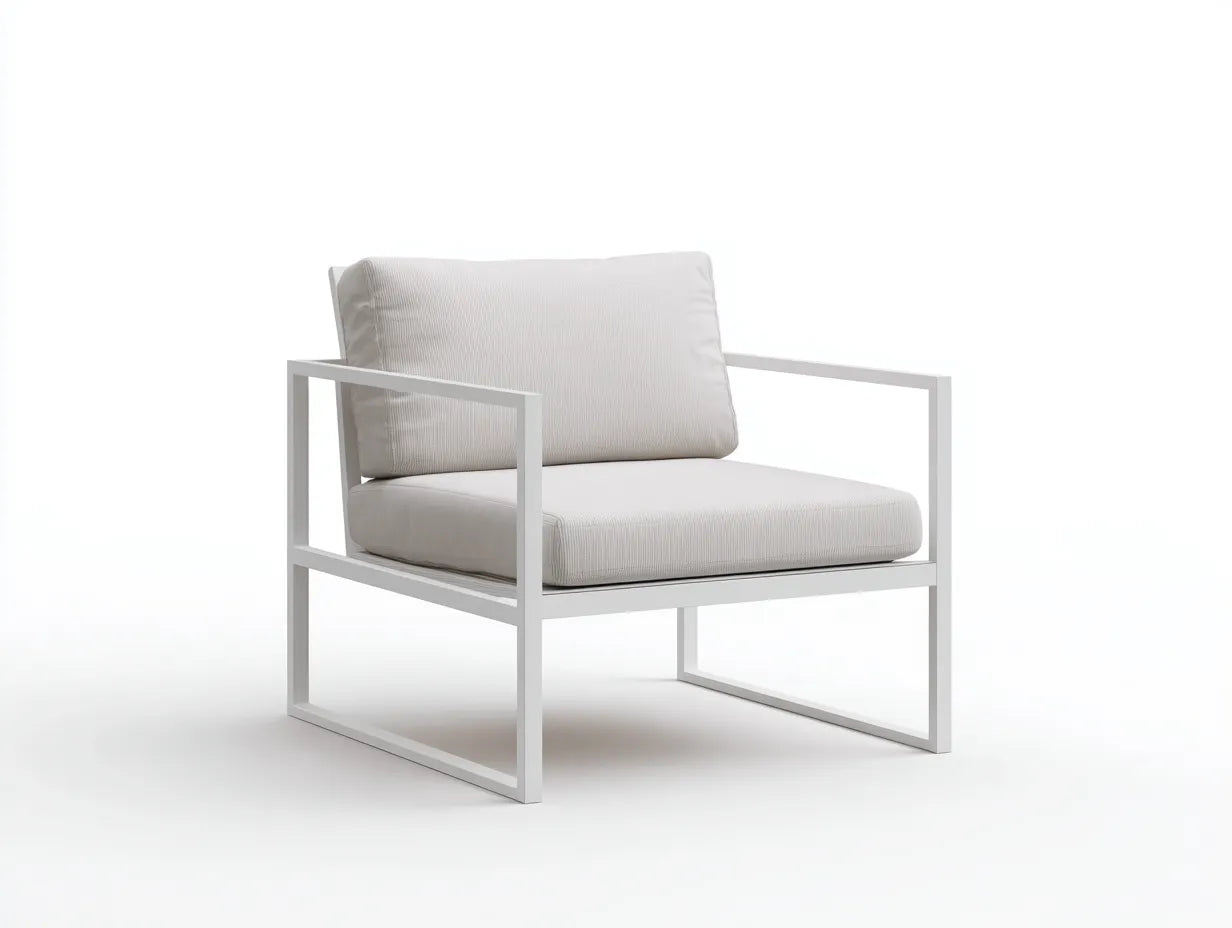 Wohnzimmer Sessel 78x80x82 cm Weiß Stoff Metallrahmen - minimalistischer Lounge Stil