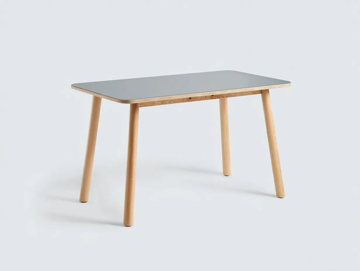 Esstisch 140×80×75 cm Holz Grau/Naturholz - kompakte skandinavische Form für den Außenbereich