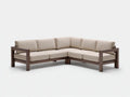 Wohnzimmer Sofa 245x215x78 cm Beige Stoff Braun Holzrahmen - moderne Eckform