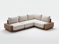 Wohnzimmer Sofa 255x225x76 cm Beige Stoff Braun Holz - niedrige Lounge Eckform