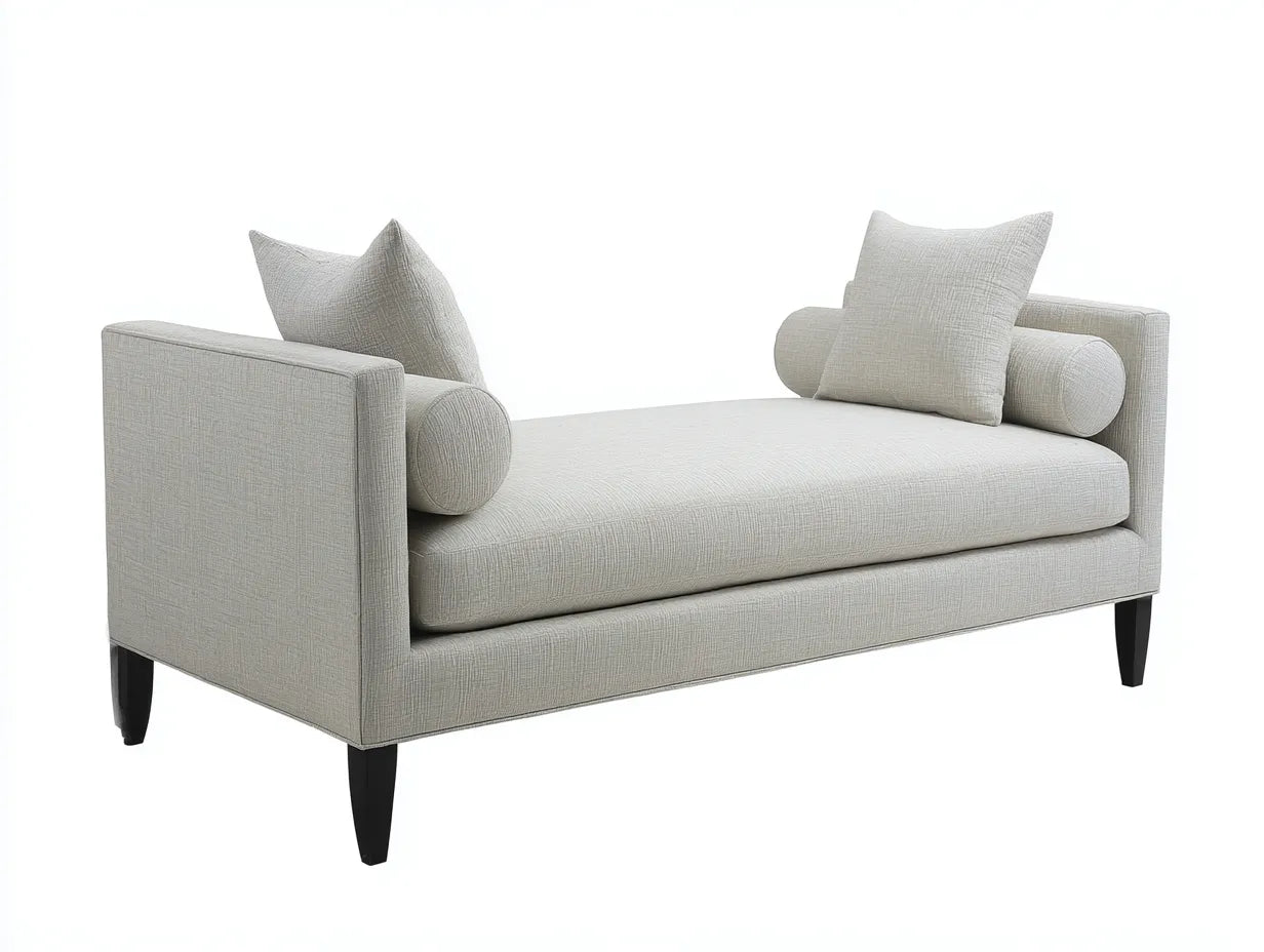 Schlafzimmer Bank 205x86x72 cm Hellgrau Stoff Schwarz Holz - moderne Lounge Bank