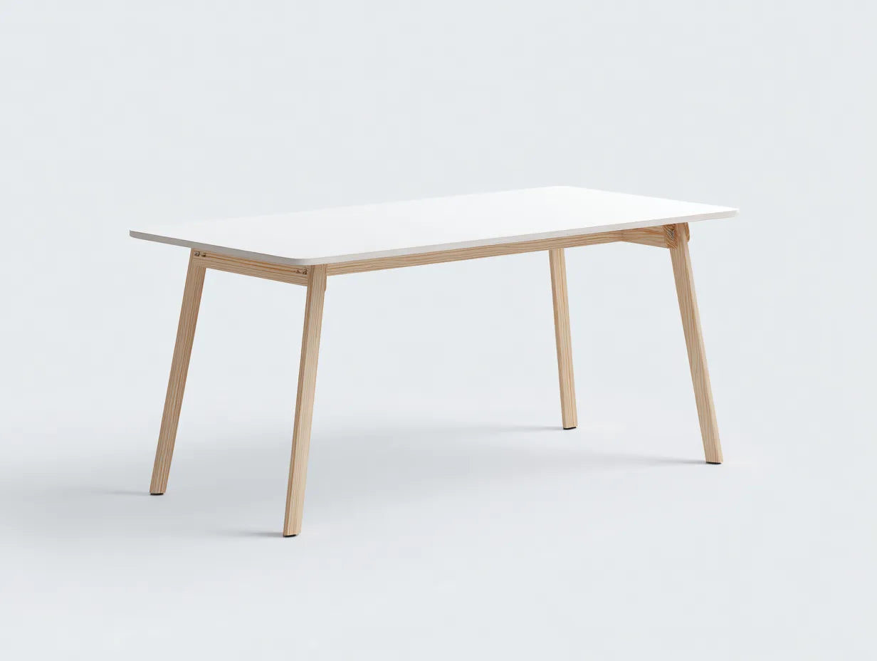 Esstisch 180×90×75 cm Holz Weiß/Naturholz - großzügige moderne Form für den Außenbereich
